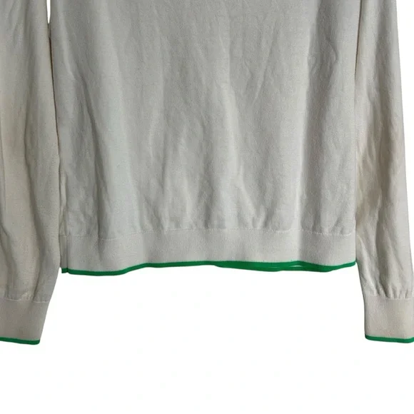J Crew The Caryn Cardigan White/Cream & Green trim size Large - Picture 9 of 12